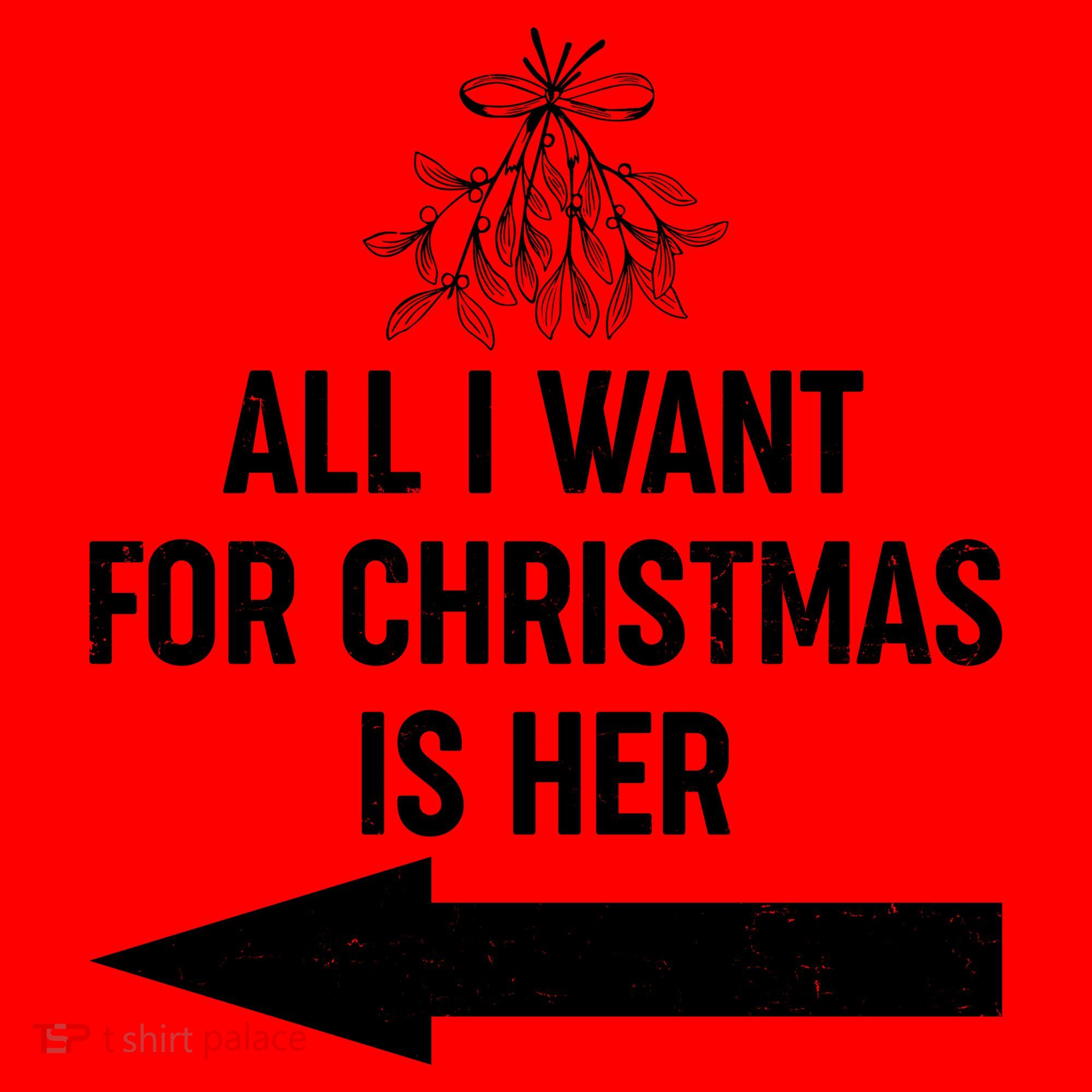 All I Want For Christmas Is Her Matching Couples Santa Hat