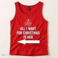 All I Want For Christmas Is Her Matching Couples Tank Top thumb 2