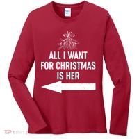 All I Want For Christmas Is Her Matching Couples Women's Long Sleeve Shirt thumb 0