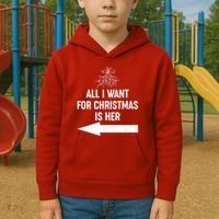 All I Want For Christmas Is Her Matching Couples Kids Hoodie thumb 2