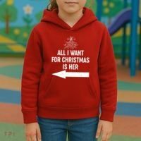All I Want For Christmas Is Her Matching Couples Kids Hoodie thumb 3