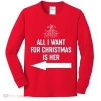 All I Want For Christmas Is Her Matching Couples Kids Long Sleeve Shirt thumb 0