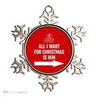 All I Want For Christmas Is Him Matching Couples Ornament thumb 0