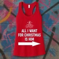All I Want For Christmas Is Him Matching Couples Women's Tank Top thumb 3