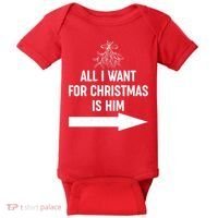 All I Want For Christmas Is Him Matching Couples Baby Bodysuit thumb 0