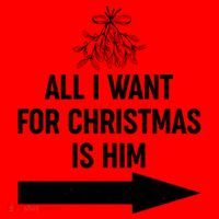 All I Want For Christmas Is Him Matching Couples Santa Hat thumb 1
