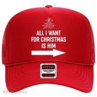 All I Want For Christmas Is Him Matching Couples Hat thumb 0