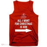 All I Want For Christmas Is Him Matching Couples Tank Top thumb 0
