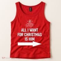 All I Want For Christmas Is Him Matching Couples Tank Top thumb 2