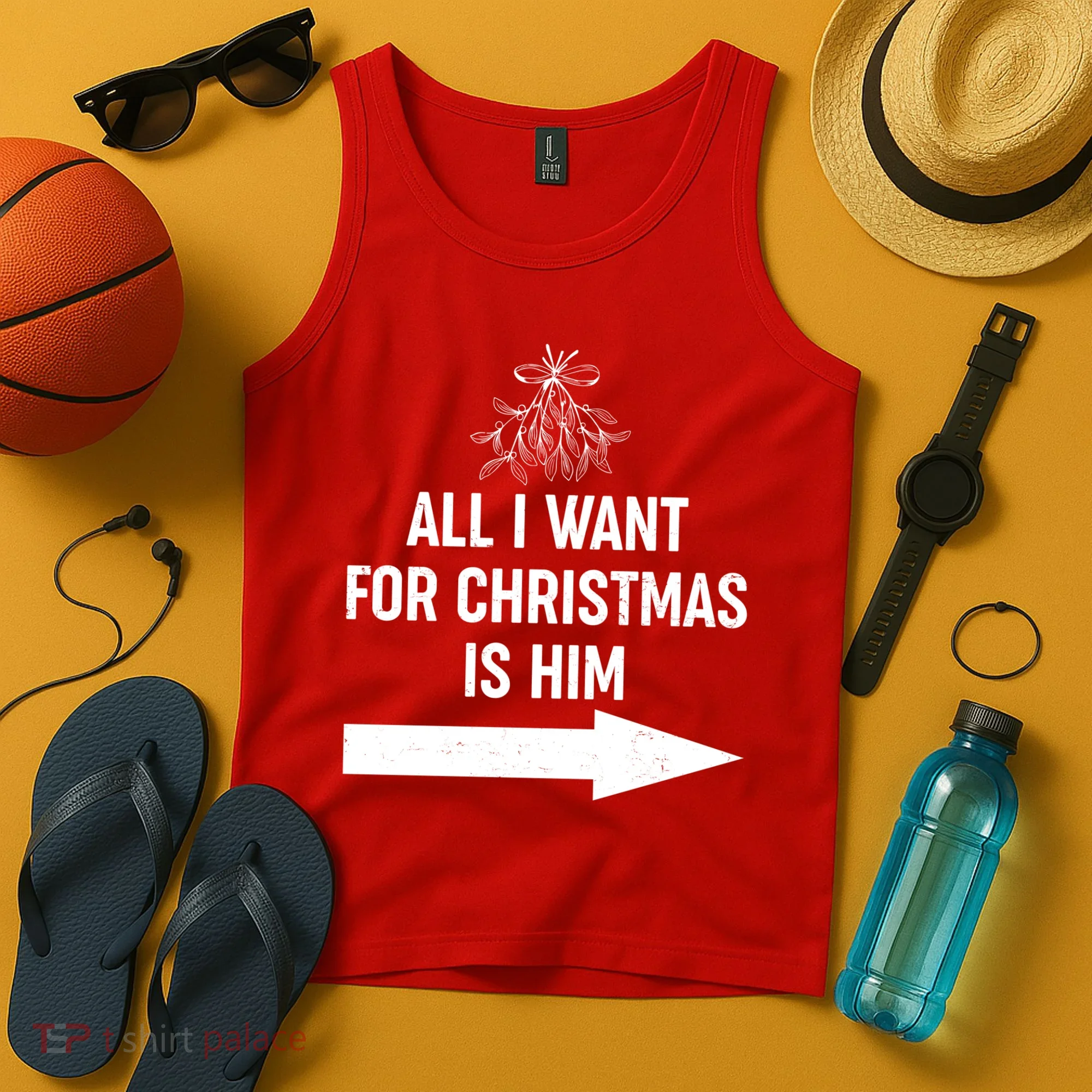 All I Want For Christmas Is Him Matching Couples Tank Top