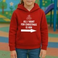 All I Want For Christmas Is Him Matching Couples Kids Hoodie thumb 3