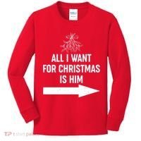 All I Want For Christmas Is Him Matching Couples Kids Long Sleeve Shirt thumb 0