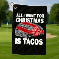 All I Want For Christmas Is Tacos Funny Golf Towel thumb 1