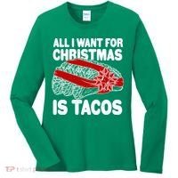 All I Want For Christmas Is Tacos Funny Women's Long Sleeve Shirt thumb 0