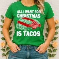 All I Want For Christmas Is Tacos Funny Women's T-Shirt thumb 2