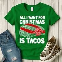 All I Want For Christmas Is Tacos Funny Women's T-Shirt thumb 3