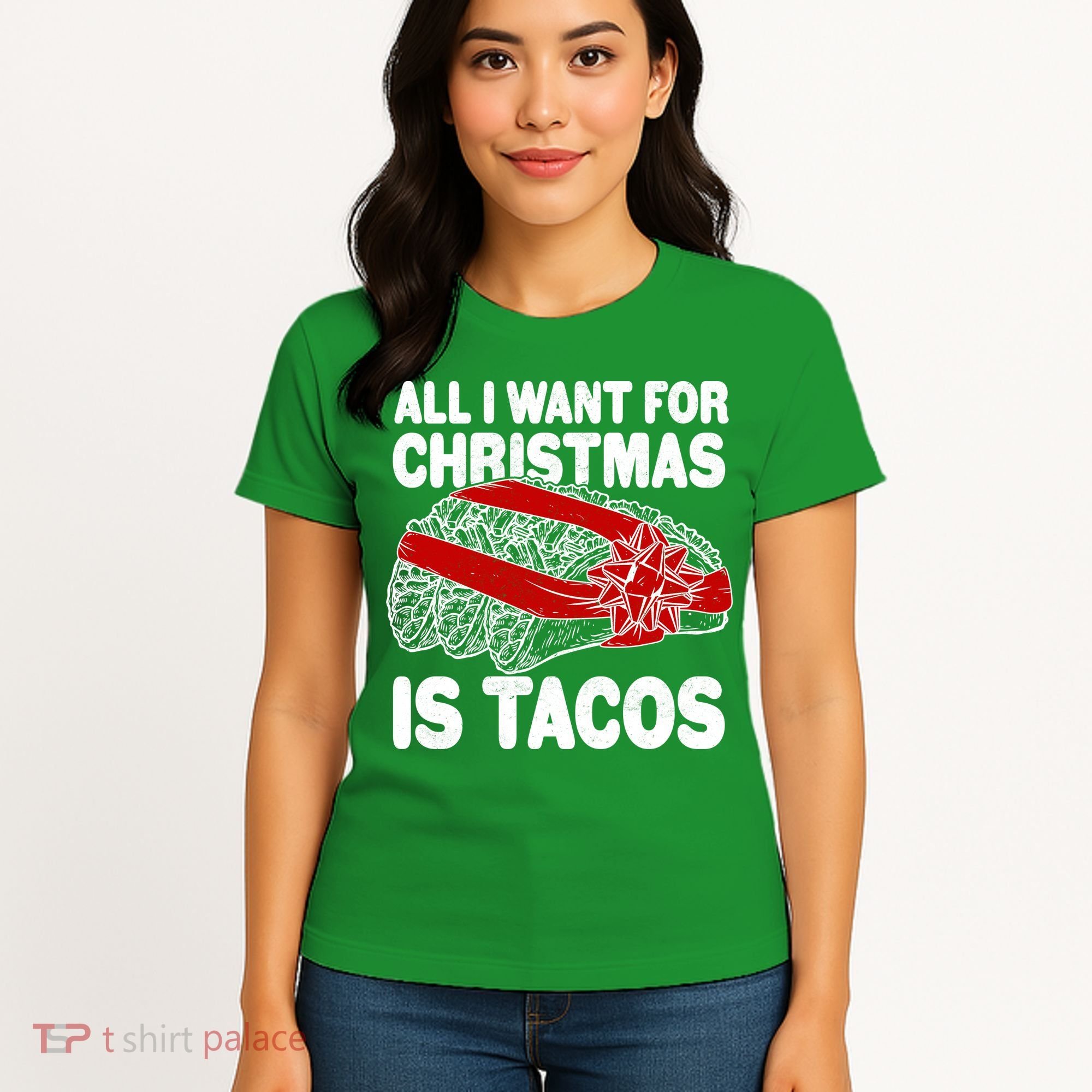 All I Want For Christmas Is Tacos Funny Women's T-Shirt