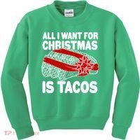 All I Want For Christmas Is Tacos Funny Kids Sweatshirt thumb 0