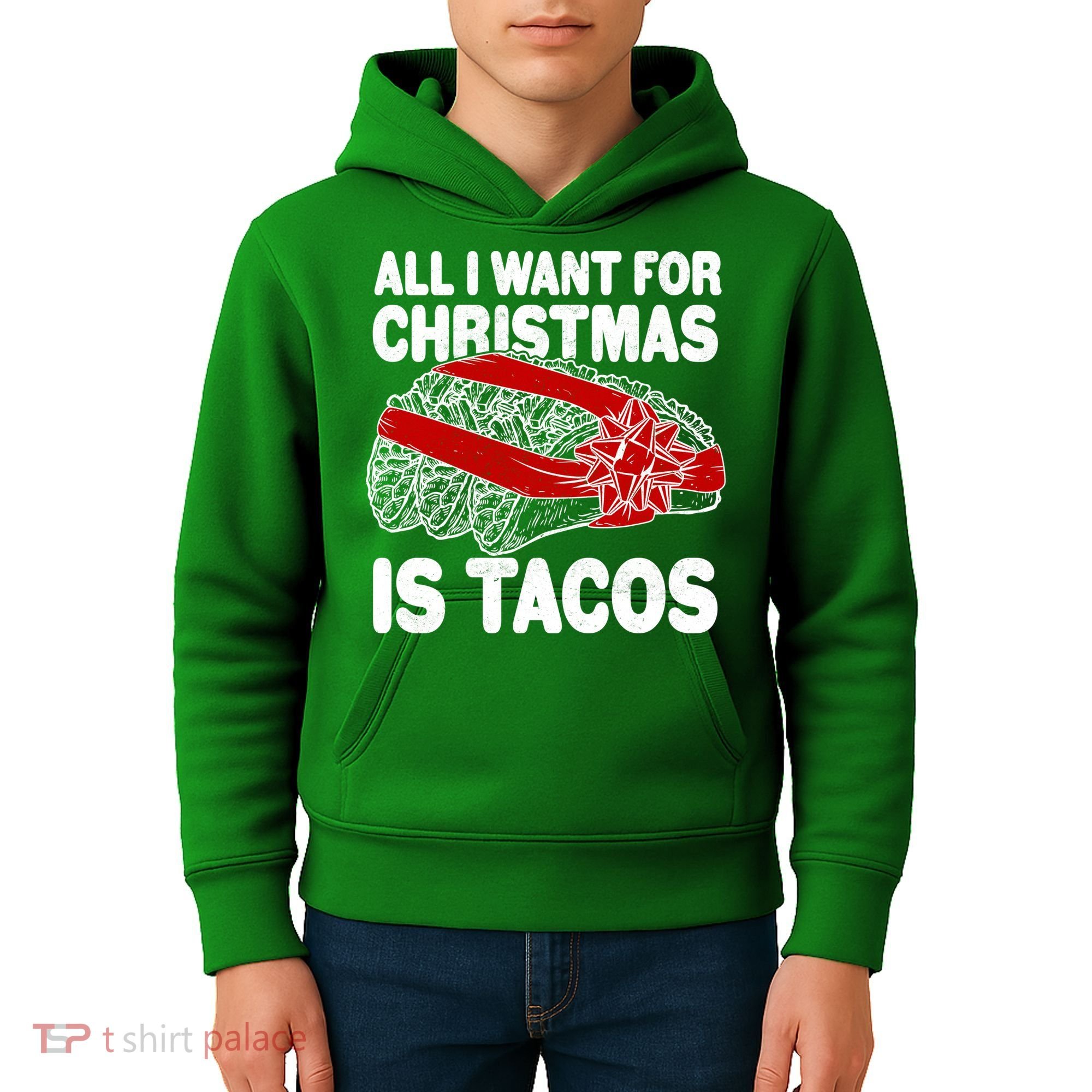 All I Want For Christmas Is Tacos Funny Kids Hoodie