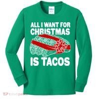 All I Want For Christmas Is Tacos Funny Kids Long Sleeve Shirt thumb 0