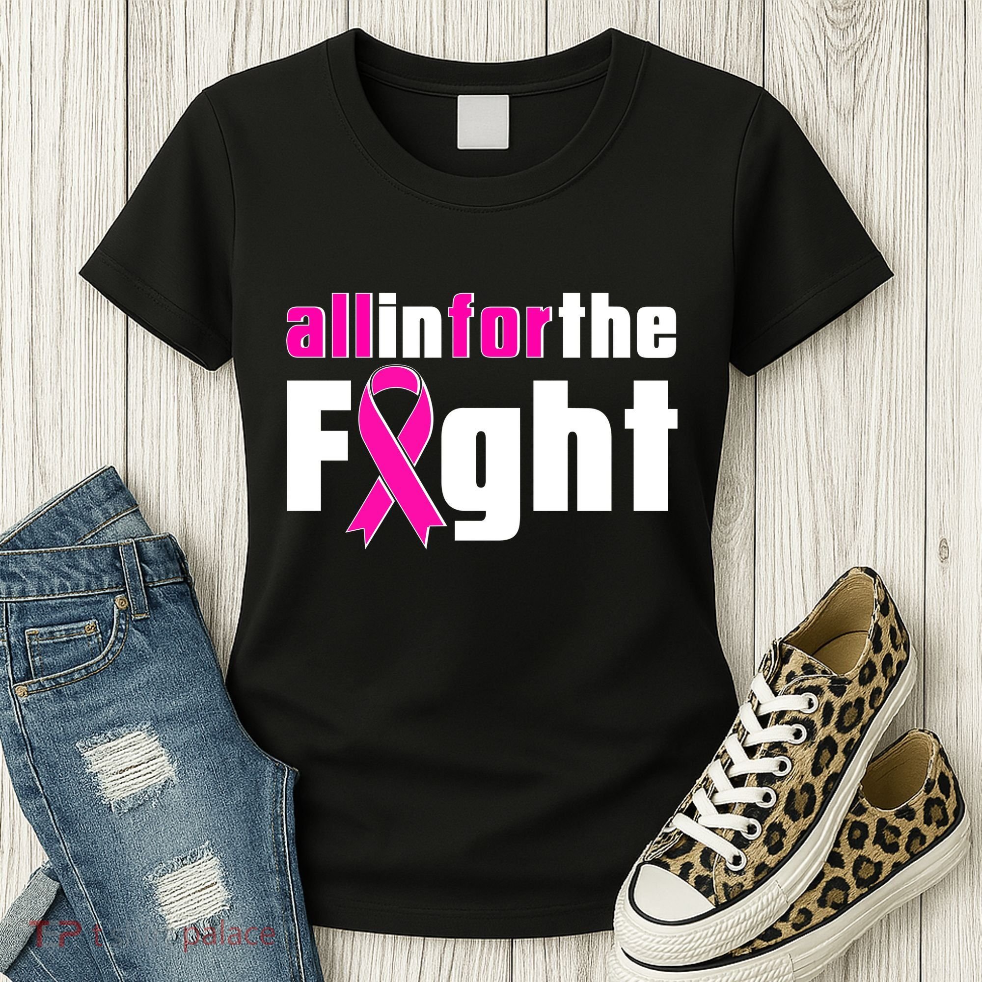 All In For The Fight Breast Cancer Awareness Women's T-Shirt