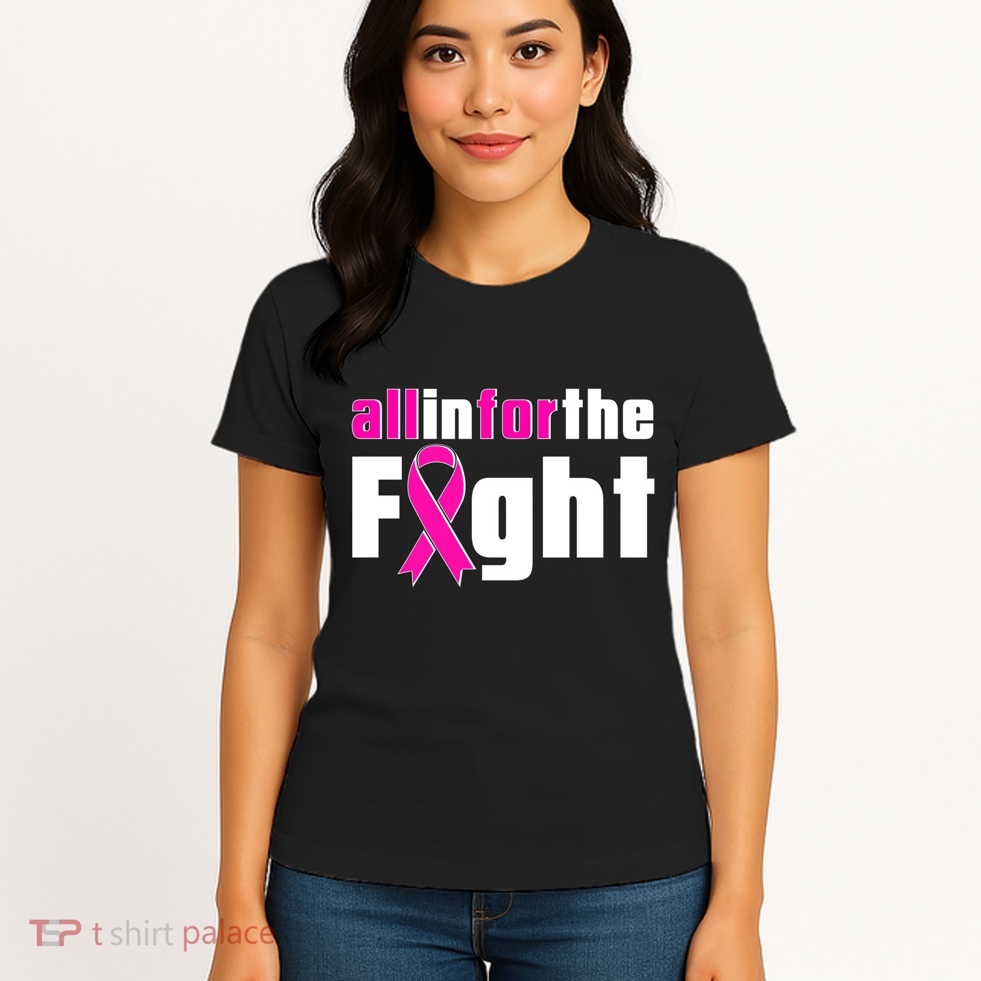 All In For The Fight Breast Cancer Awareness Women's T-Shirt