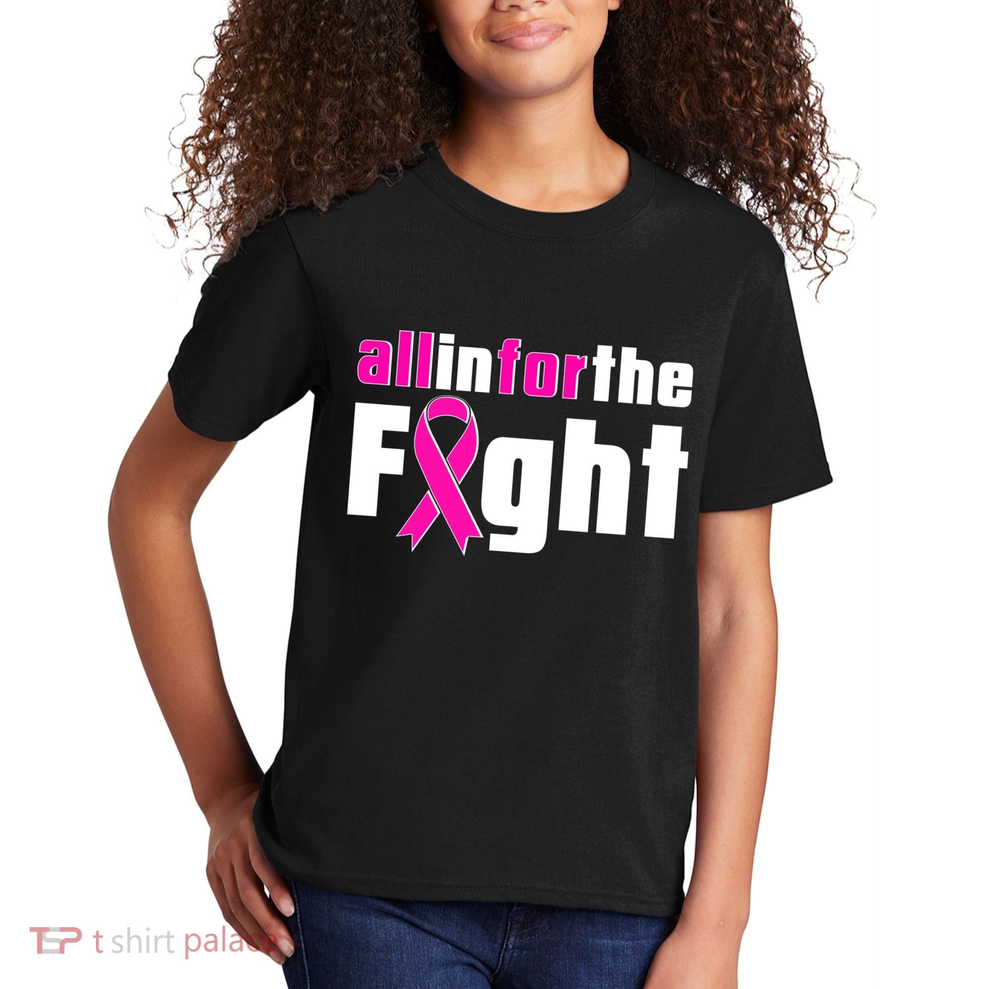 All In For The Fight Breast Cancer Awareness Kids T-Shirt