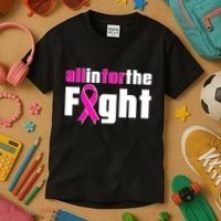 All In For The Fight Breast Cancer Awareness Kids T-Shirt thumb 3