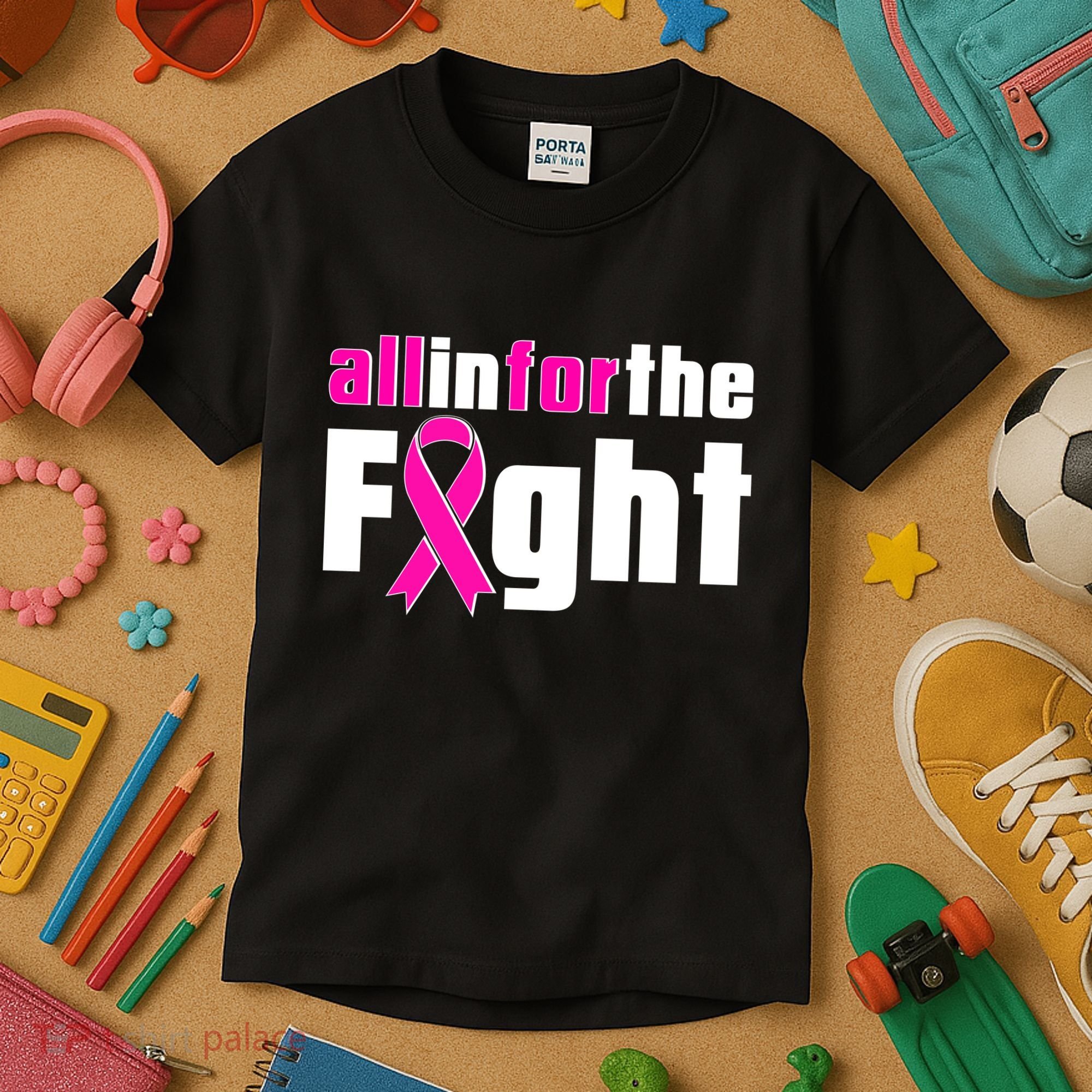 All In For The Fight Breast Cancer Awareness Kids T-Shirt