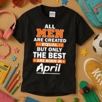 All Men Are Created Equal The Best Are Born In April Kids T-Shirt thumb 3