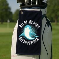 All Of My Puns Are On Porpoise Golf Towel thumb 2