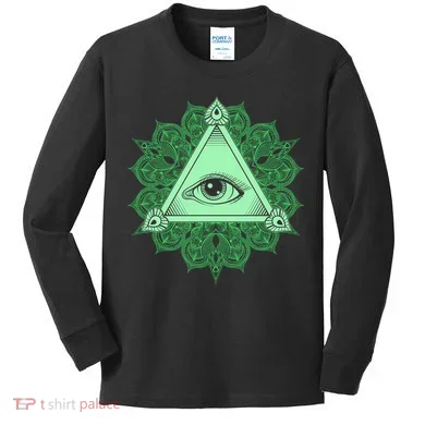 All Seeing Pyramid Eye Kids Long Sleeve Shirt