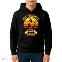 All Teachers Love Brains Kids Hoodie thumb 4