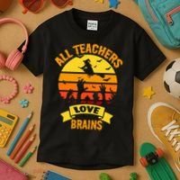 All Teachers Love Brains Kids T-Shirt thumb 3