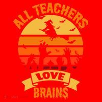 All Teachers Love Brains Santa Hat thumb 1