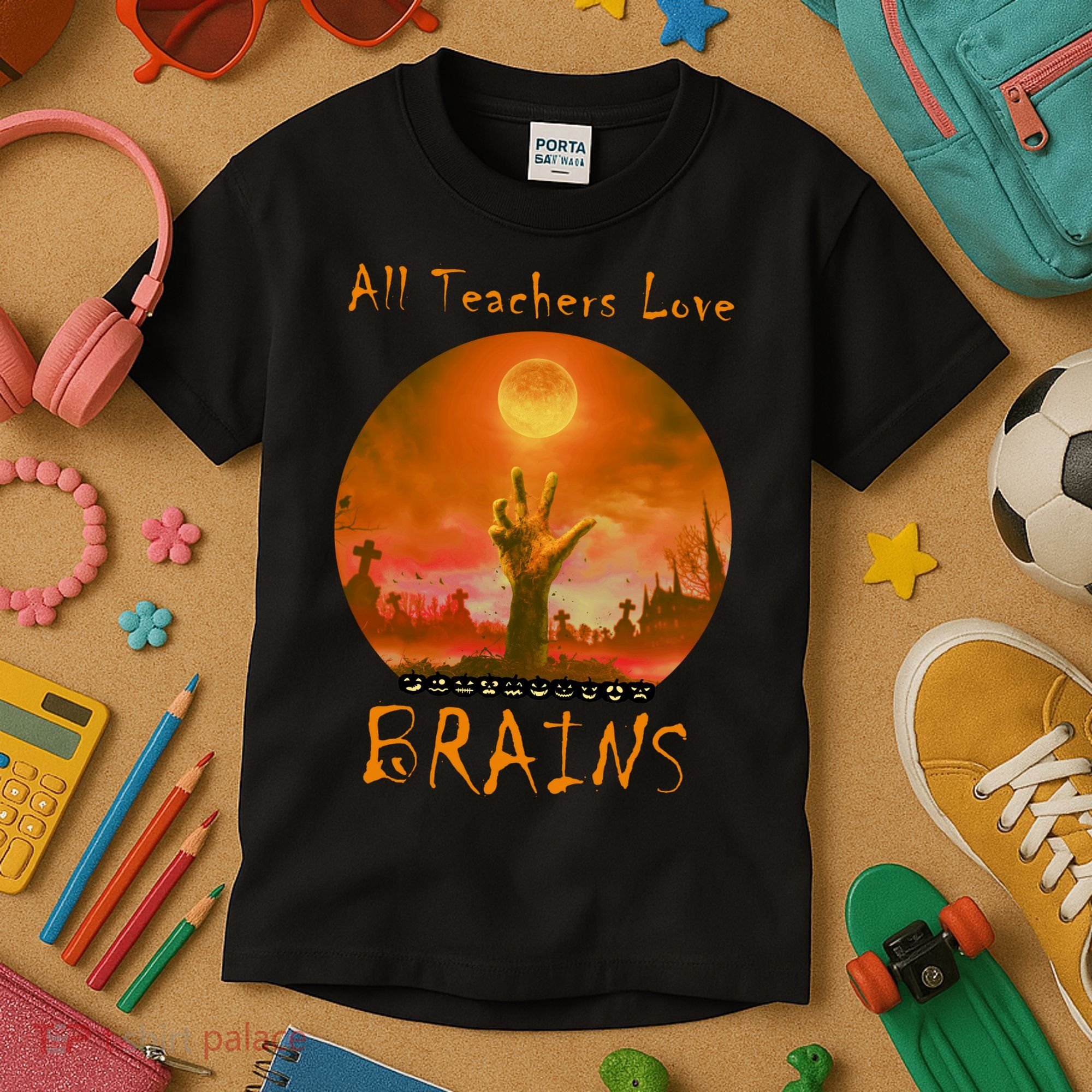 All Teachers Love Brains Zombie Kids T-Shirt