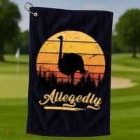 Allegedly Ostrich Retro Golf Towel thumb 1