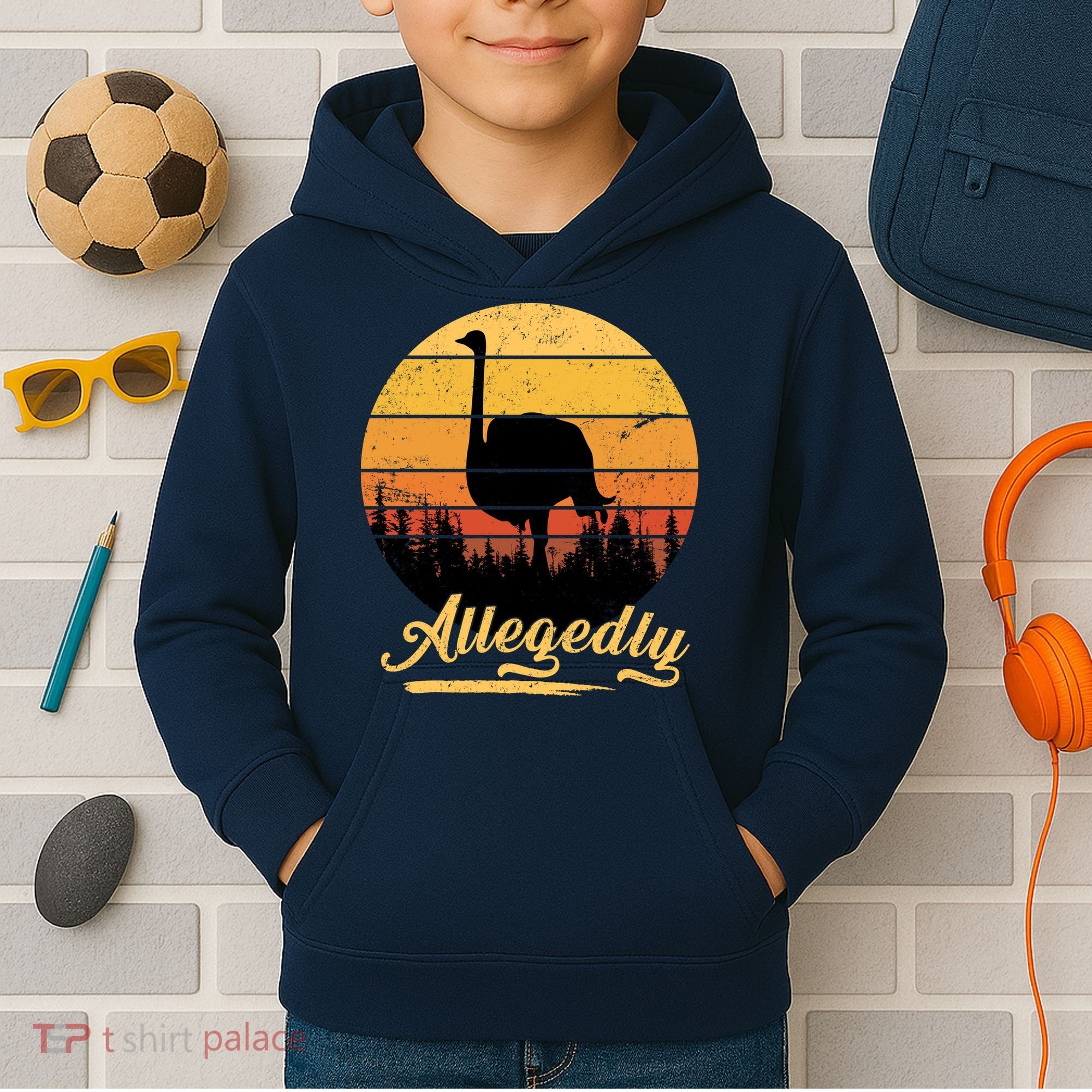 Allegedly Ostrich Retro Kids Hoodie