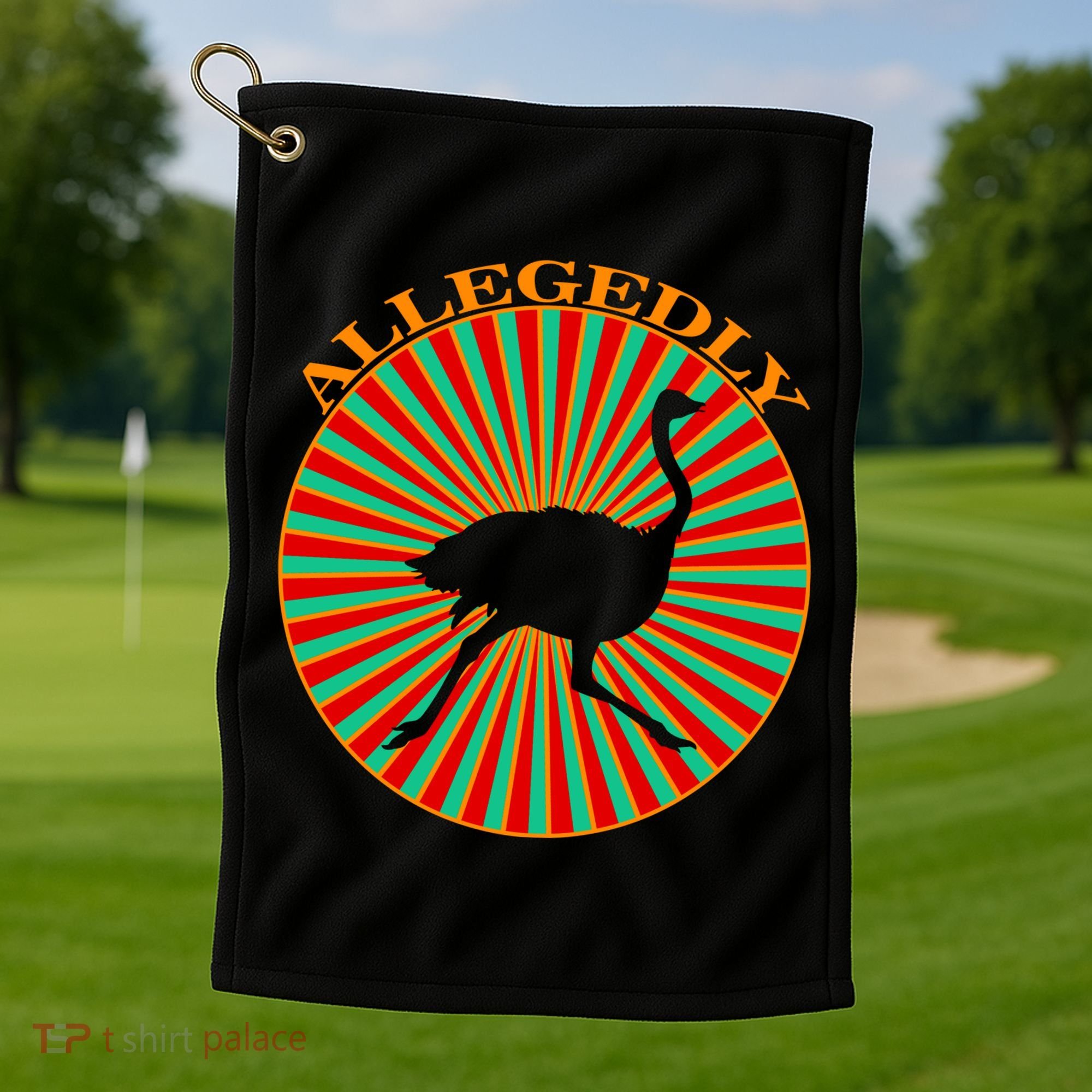 Allegedly Ostrich Retro Bird  Golf Towel