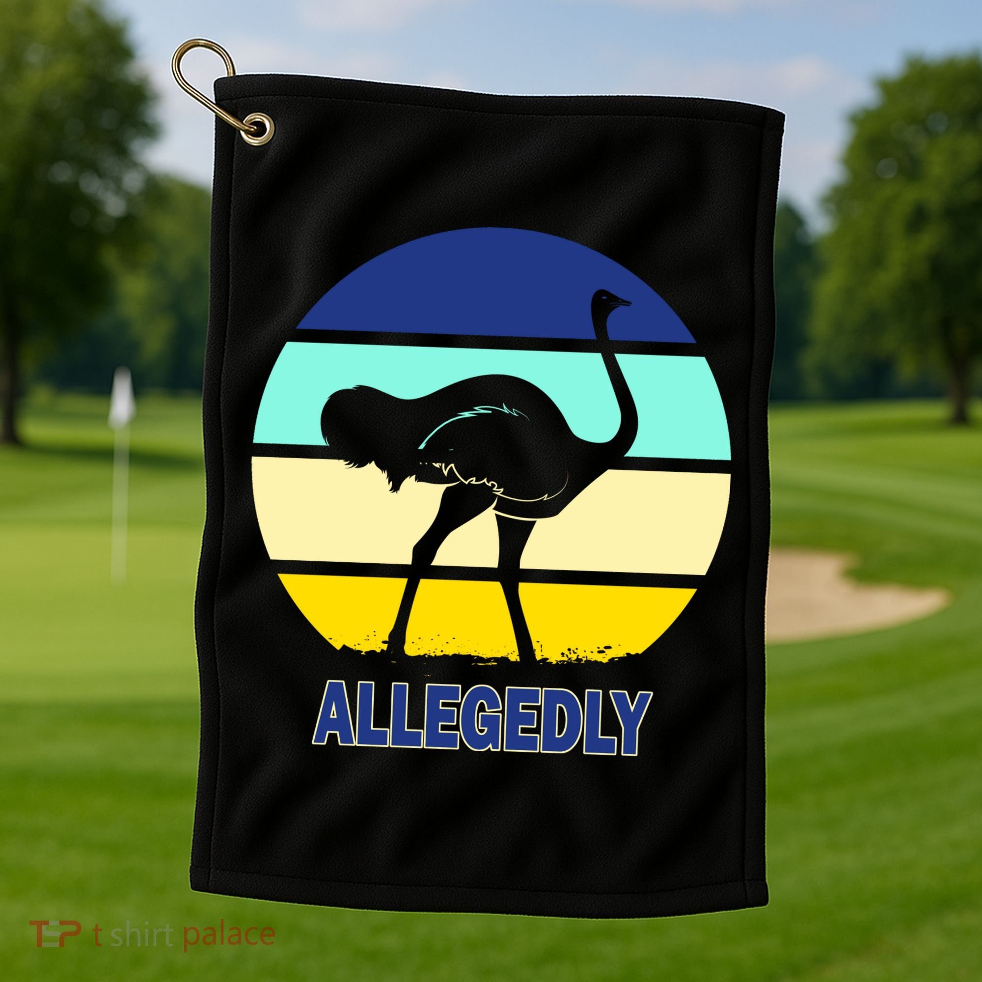Allegedly Ostrich Retro Logo Golf Towel