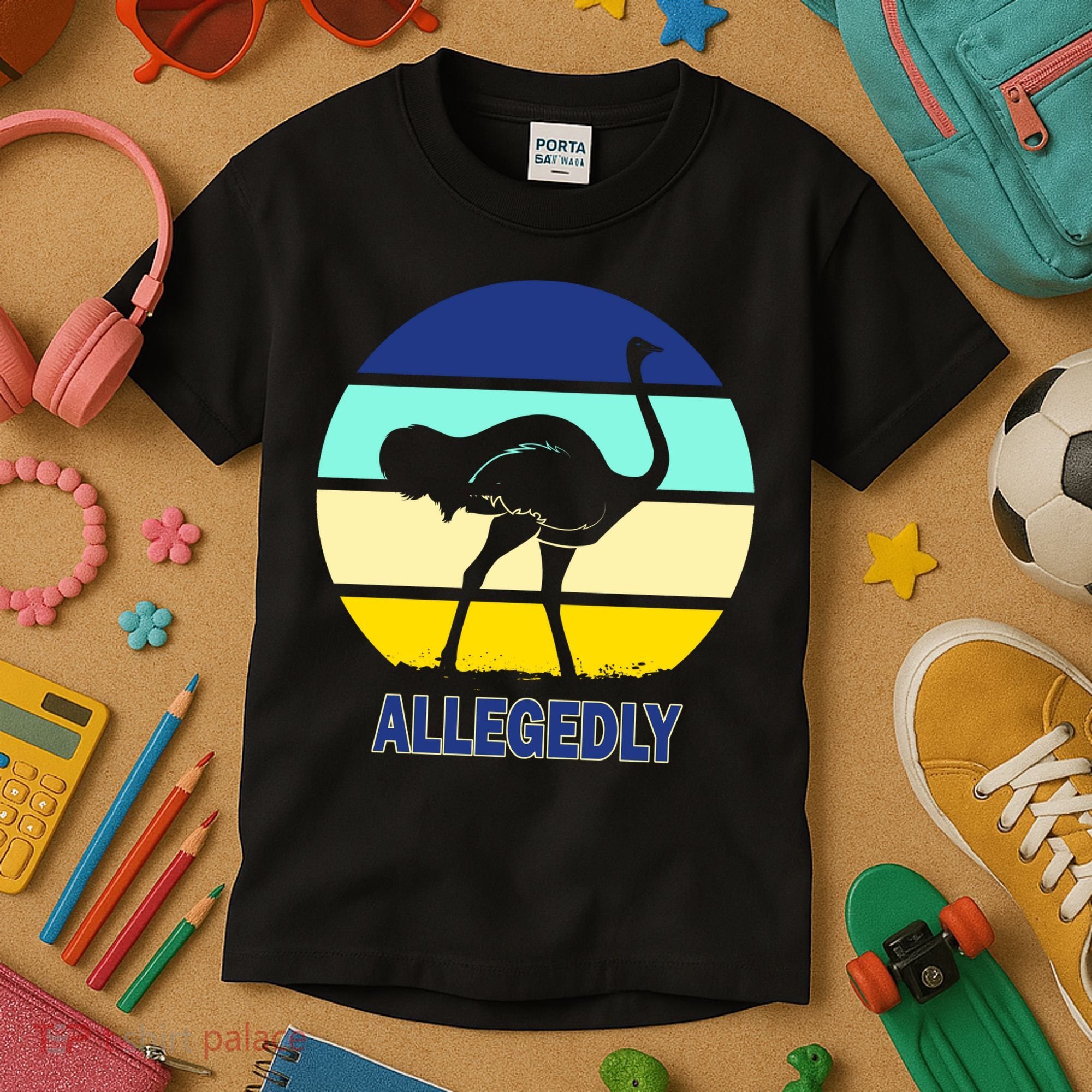 Allegedly Ostrich Retro Logo Kids T-Shirt