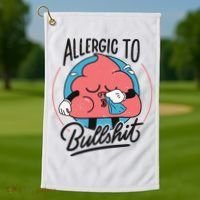 Allergic To Bullshit Funny Golf Towel thumb 1