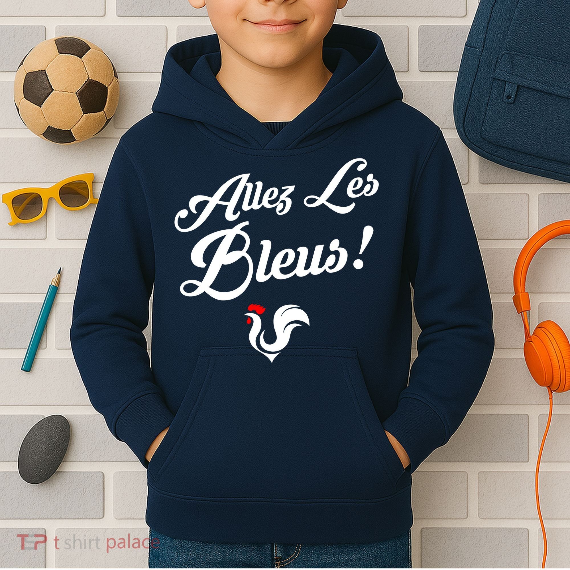 Allez Les Bleus France Team Chant Soccer Kids Hoodie