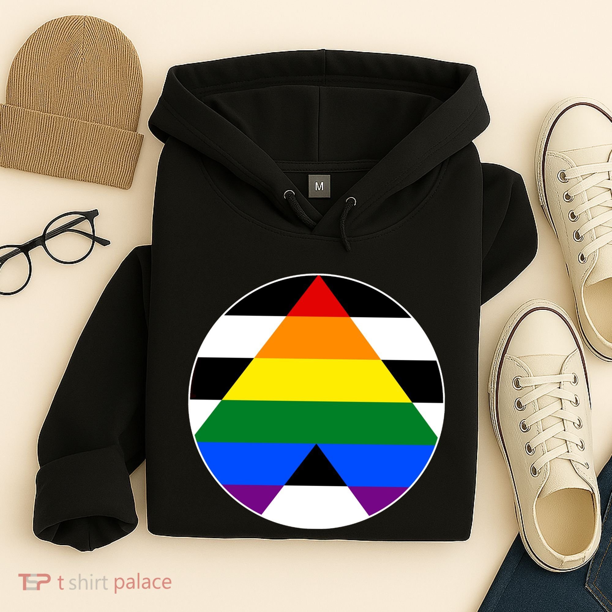 Ally Flag Circle Pyramid Pride Hoodie