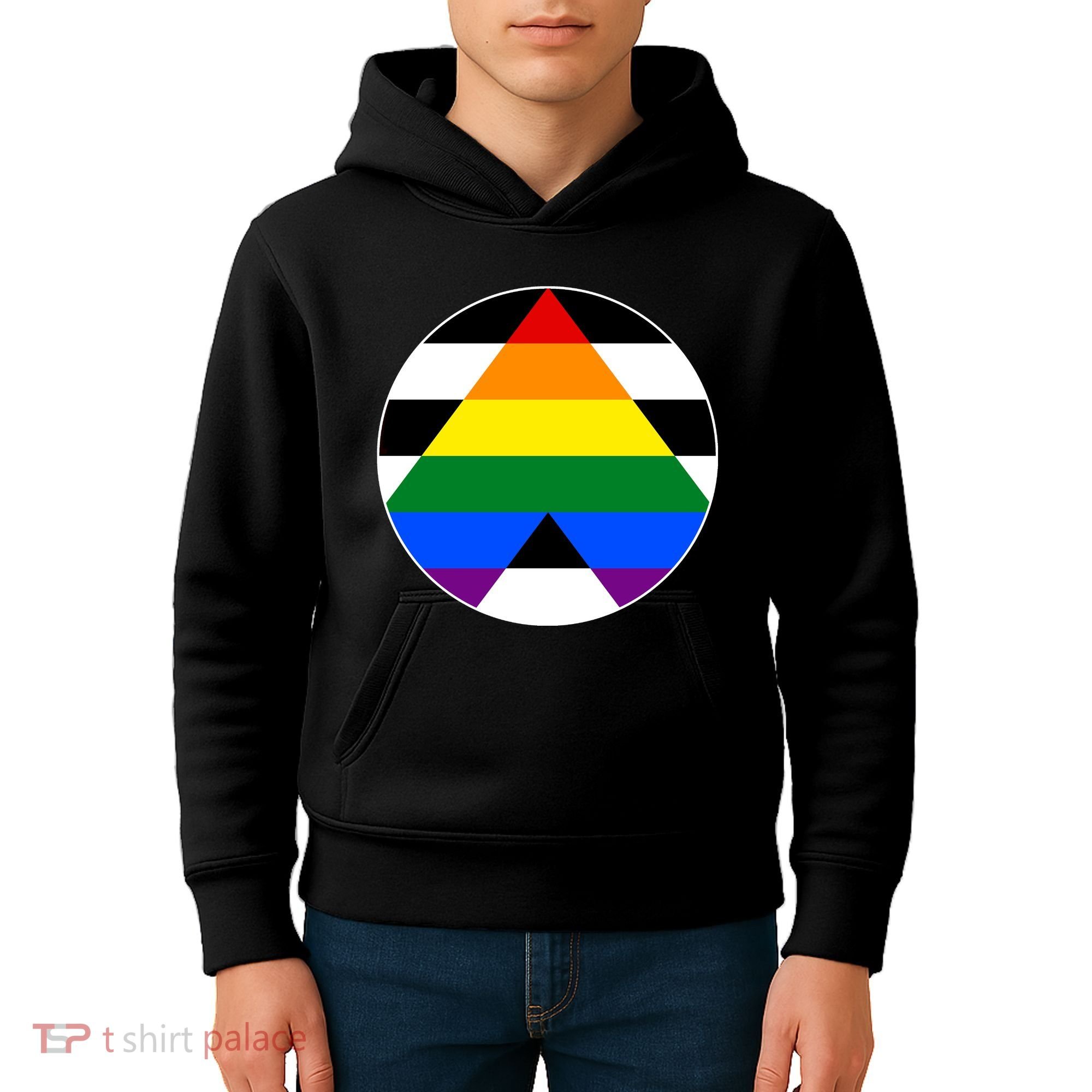 Ally Flag Circle Pyramid Pride Kids Hoodie