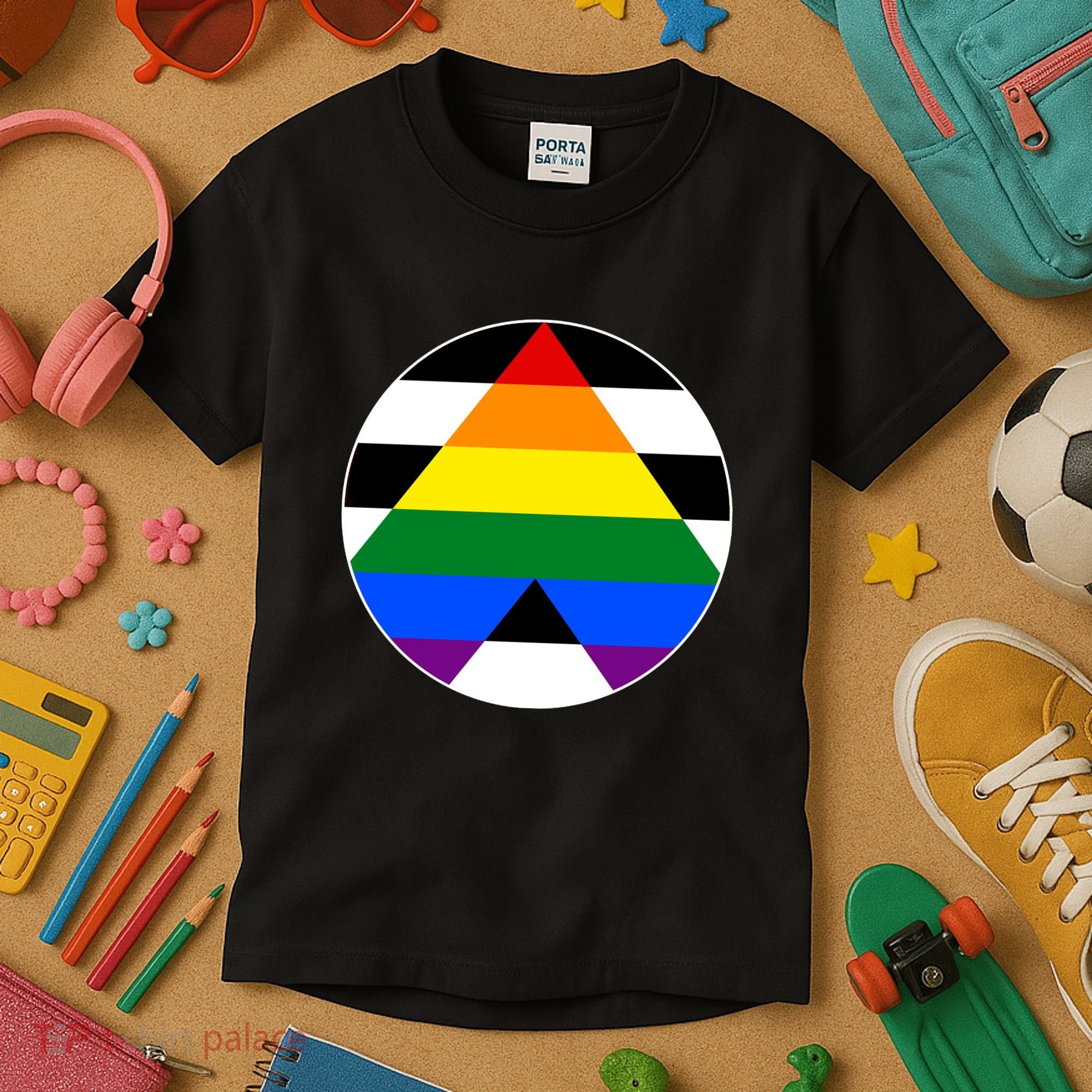 Ally Flag Circle Pyramid Pride Kids T-Shirt