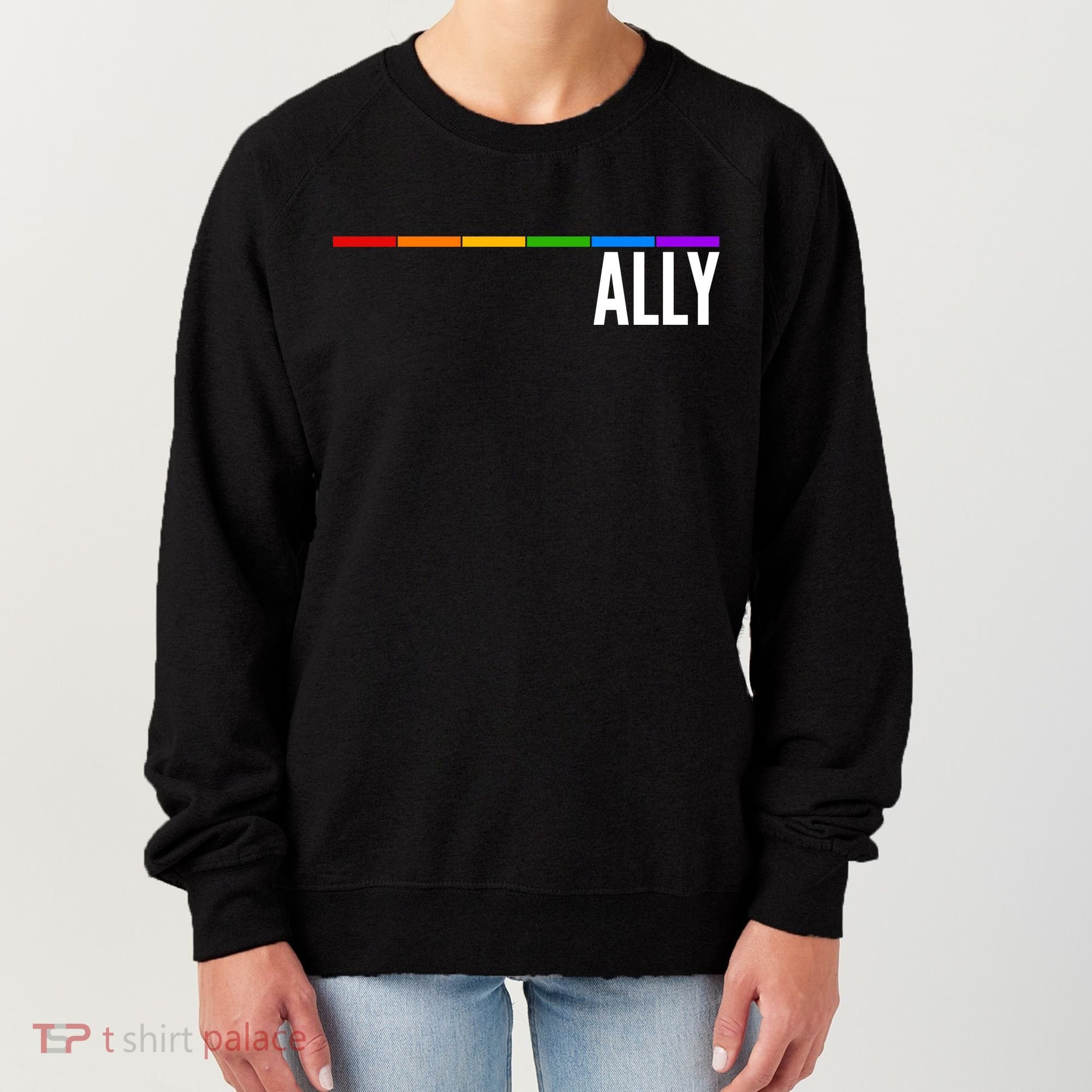 Ally LGBT Support Rainbow Thin Line Women's Sweatshirt