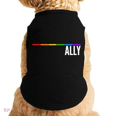 Ally LGBT Support Rainbow Thin Line Doggie Tank