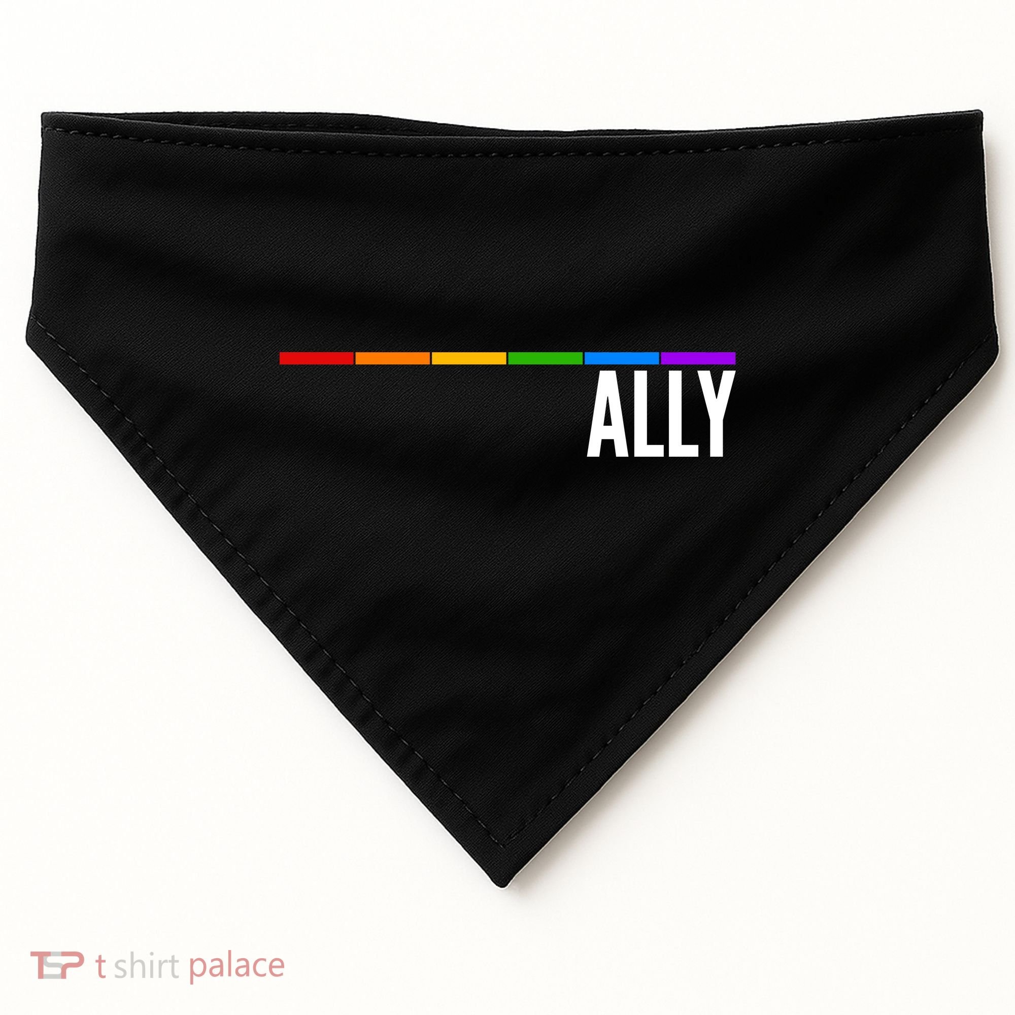 Ally LGBT Support Rainbow Thin Line USA-Made Doggie Bandana
