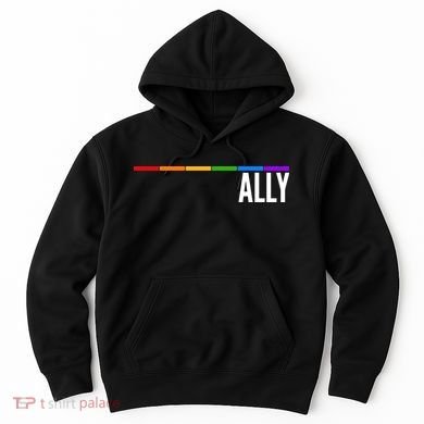Ally LGBT Support Rainbow Thin Line Hoodie